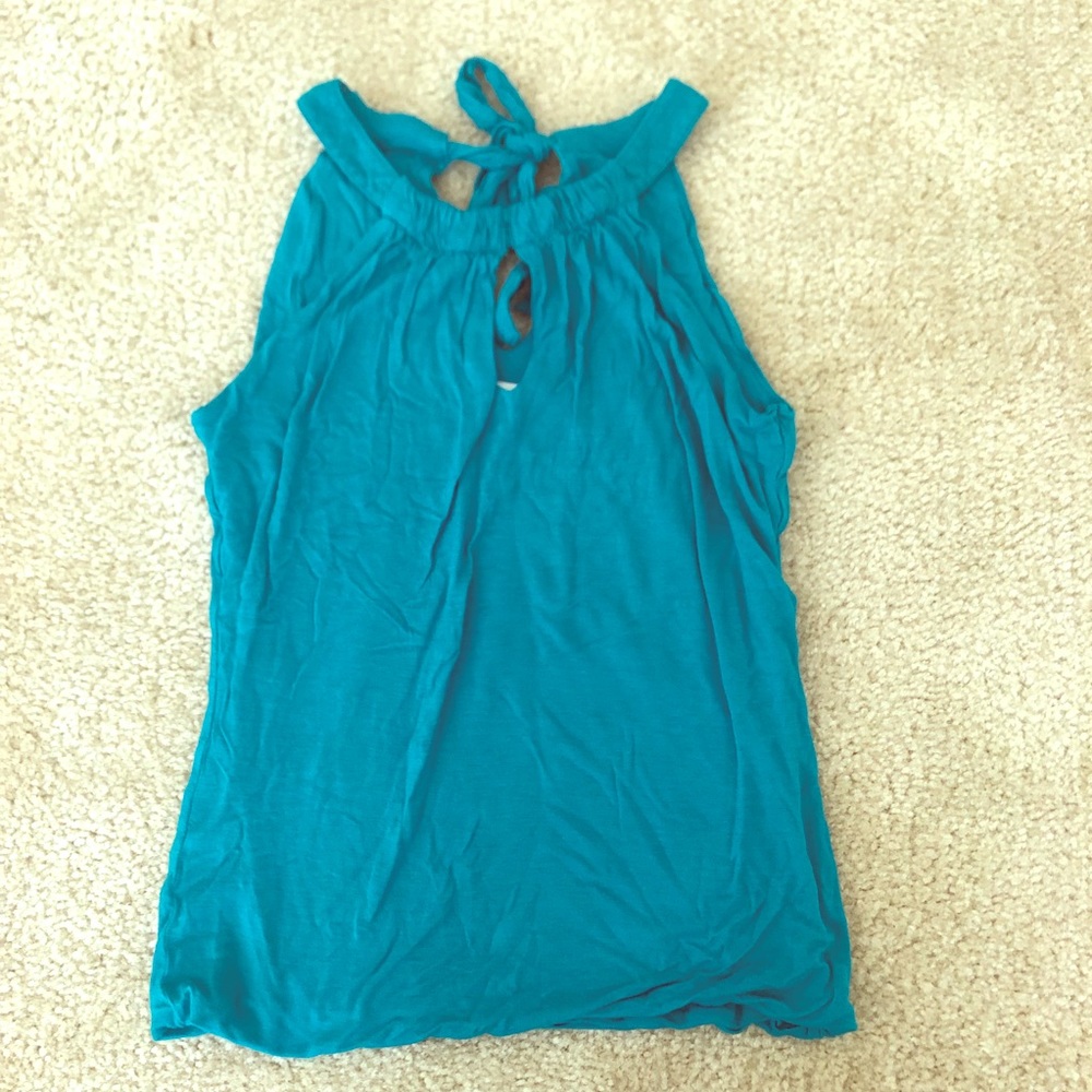 Blue-green halter top